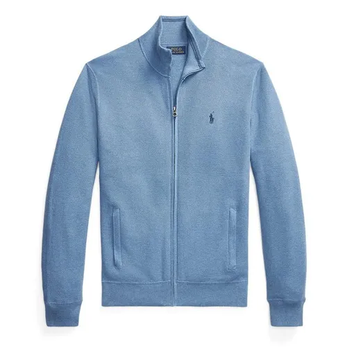 Polo Ralph Lauren Mesh-Knit Cotton Full-Zip Sweatshirt - Blue