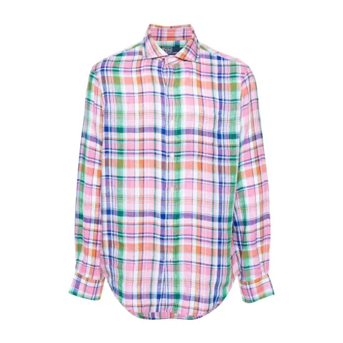 Polo Ralph Lauren , Multicolour Linen Plaid Check Shirt ,Multicolor male, Sizes:
