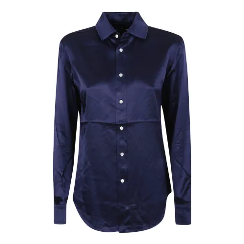 Polo Ralph Lauren , Navy Long Sleeve Button Front Shirt ,Blue female, Sizes: