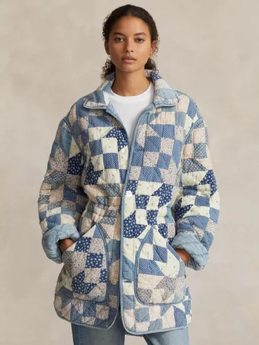 Polo Ralph Lauren Patchwork Quilted Cotton Jacket, Blue/Multi - Blue/Multi - Female