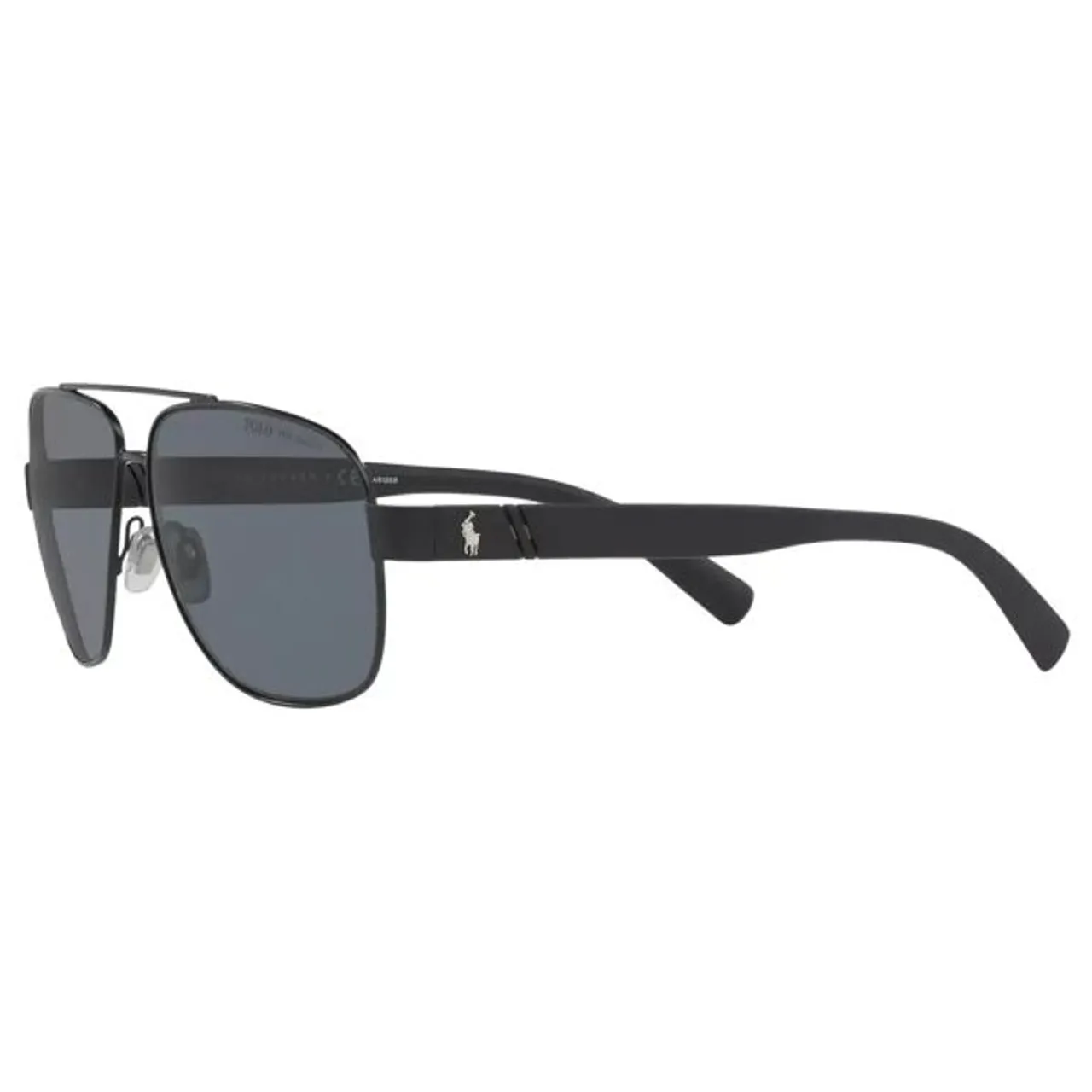 Polo Ralph Lauren PH3110 Men's Polarised Aviator Sunglasses, Black/Grey - Black/Grey - Male