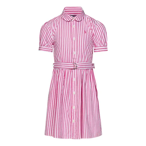 Polo Ralph Lauren , Pink Striped Dress with Peter Pan Collar ,Pink female, Sizes: