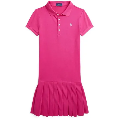 POLO RALPH LAUREN Pleated Stretch Mesh Polo Dress - Pink