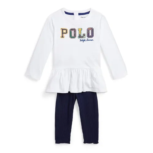 Polo Ralph Lauren Polo Jersey Top & Ribbed Legging Set Babies - White