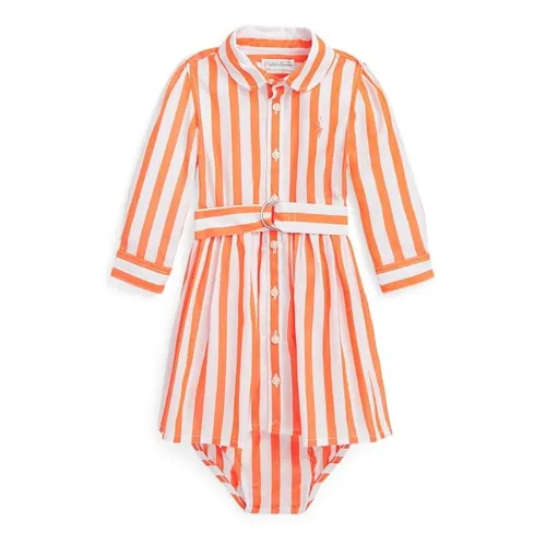Polo Ralph Lauren Poplin Belted Shirtdress & Bloomer Set Babies - Orange