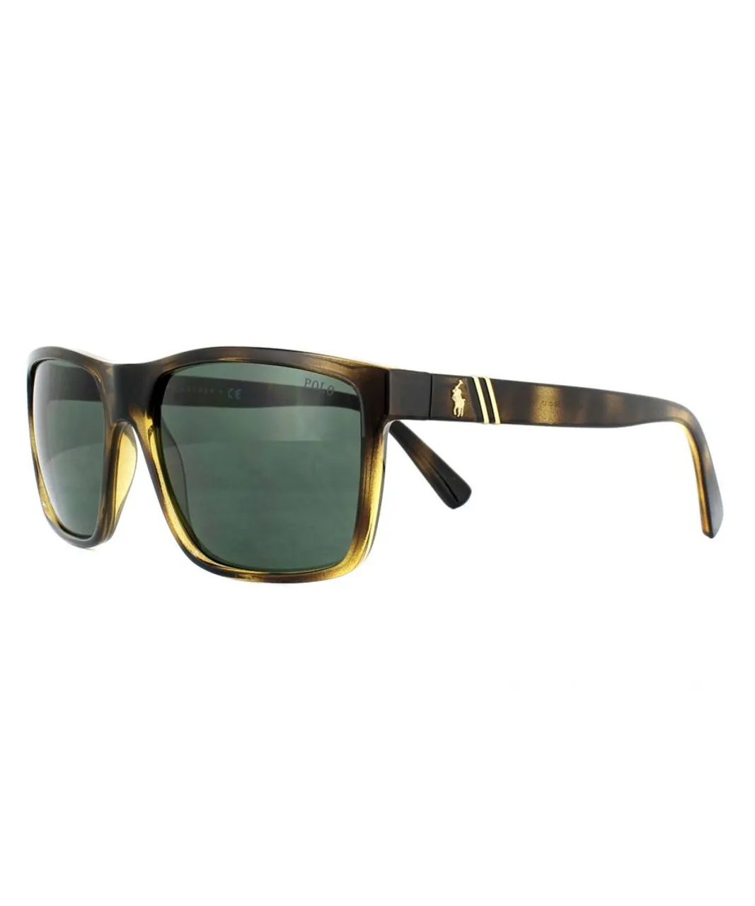 Polo Ralph Lauren Rectangle Mens Havana Green Sunglasses - Brown - One