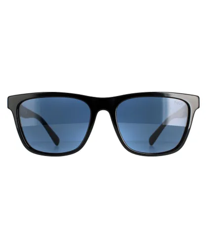 Polo Ralph Lauren Rectangle Mens Shiny Black Dark Blue Sunglasses - One
