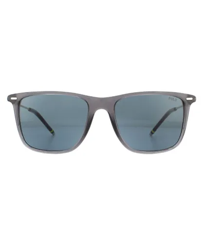 Polo Ralph Lauren Rectangle Mens Transparent Shiny Grey Sunglasses - One