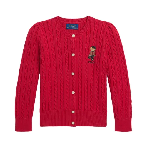 Polo Ralph Lauren , Red MinicablBear Sweater Cardigan ,Red female, Sizes: