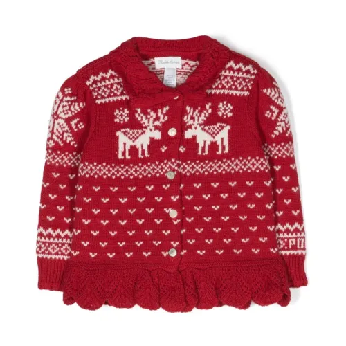 Polo Ralph Lauren , Red Multi Reindeer Sweater Cardigan ,Red female, Sizes: