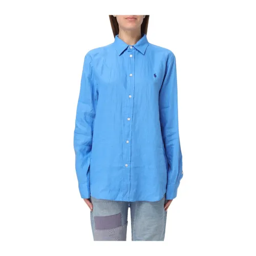 Polo Ralph Lauren , Relaxed-Fit Linen Shirt ,Blue female, Sizes: