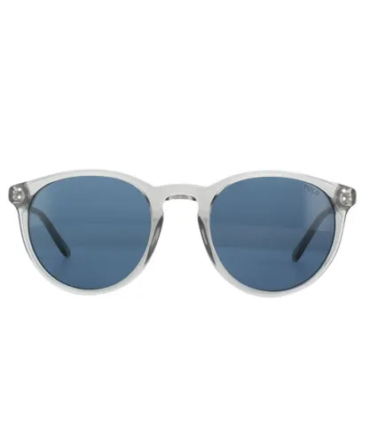 Polo Ralph Lauren Round Unisex Shiny Transparent Grey Dark Blue Sunglasses - One