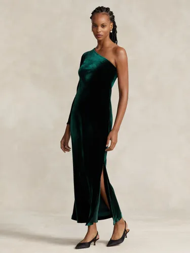 Polo Ralph Lauren Silk Blend Velvet One Shoulder Maxi Dress, Green - Green - Female