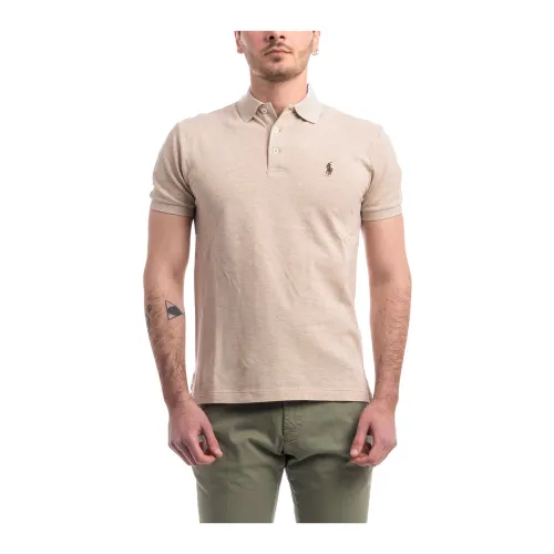 Polo Ralph Lauren , Slim Cotton Stretch Polo Shirt ,Beige male, Sizes: