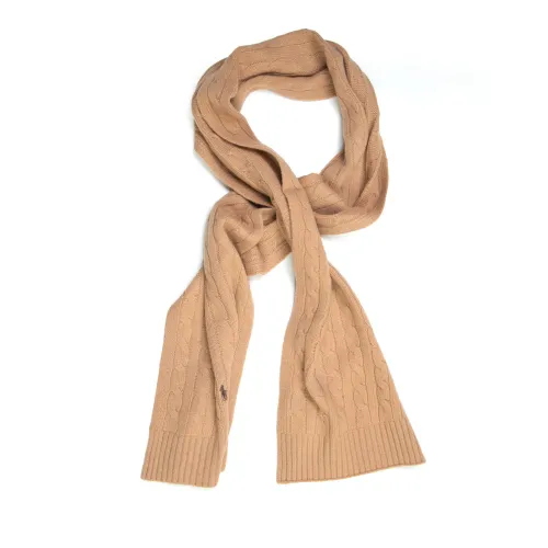 Polo Ralph Lauren , Sophisticated Ribbed Scarf ,Brown male, Sizes: ONE