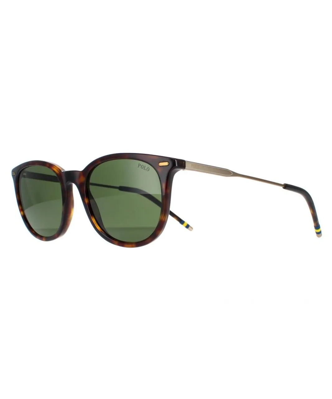Polo Ralph Lauren Square Mens Shiny Dark Havana Bottle Green Sunglasses - Brown - One