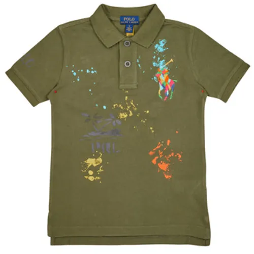 Polo Ralph Lauren  SSKCM2-KNIT SHIRTS-POLO SHIRT  boys's Children's polo shirt in Kaki
