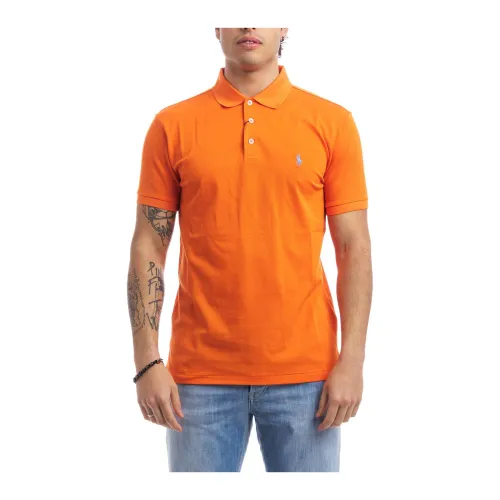 Polo Ralph Lauren , Stretch Cotton Polo Shirt for Men ,Orange male, Sizes: