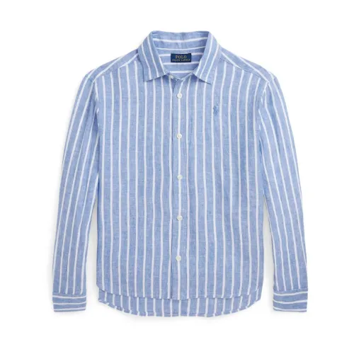 Polo Ralph Lauren , Striped Linen Shirt Light Blue ,Blue female, Sizes: