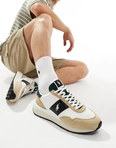 Polo Ralph Lauren Train '89 trainer with logo in cream green suede mix