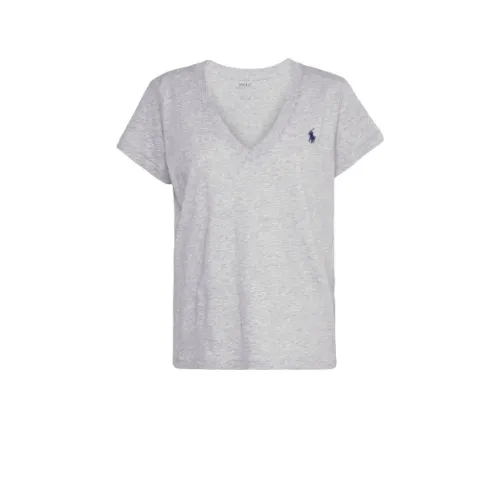 Polo Ralph Lauren , V-Neck Polo T-Shirt ,Gray female, Sizes:
