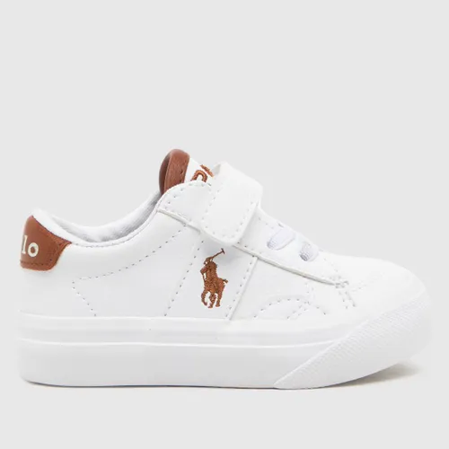 Polo Ralph Lauren White & Brown Ryley Boys Toddler Trainers