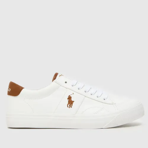 Polo Ralph Lauren White & Brown Ryley Boys Youth Trainers
