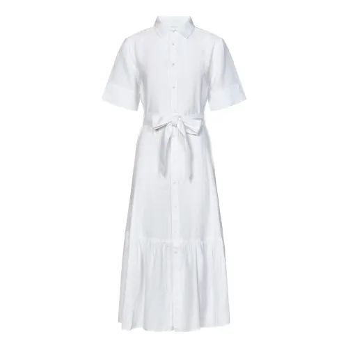 Polo Ralph Lauren , White Linen Shirt Dress with Belt ,White female, Sizes: