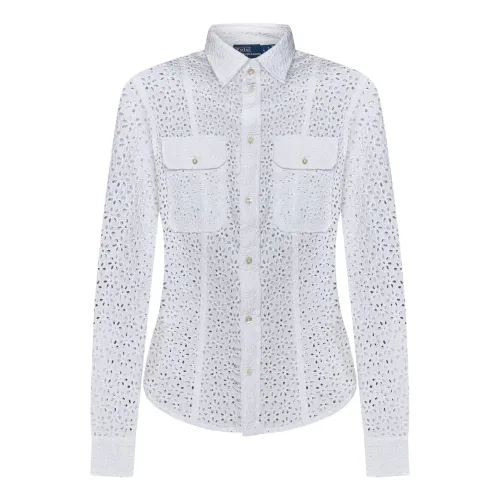 Polo Ralph Lauren , White Linen Shirt with Button Closure ,White female, Sizes: