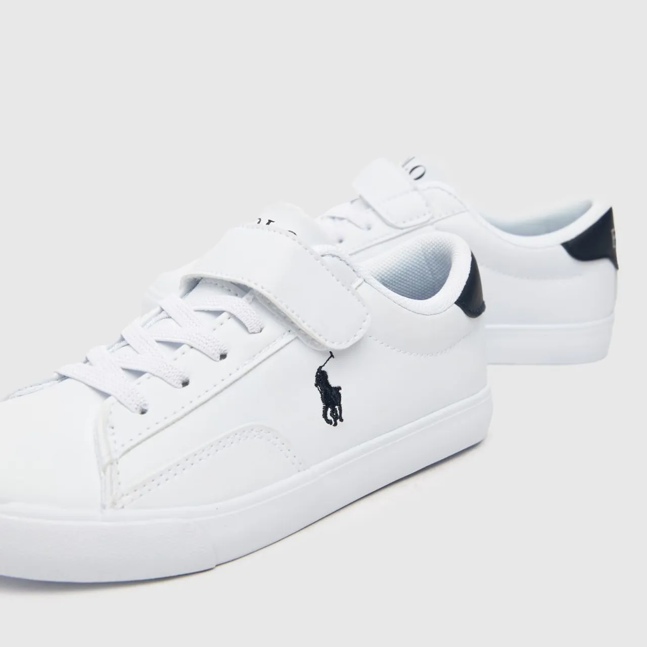 Polo Ralph Lauren White & Navy Theron V Boys Junior Trainers