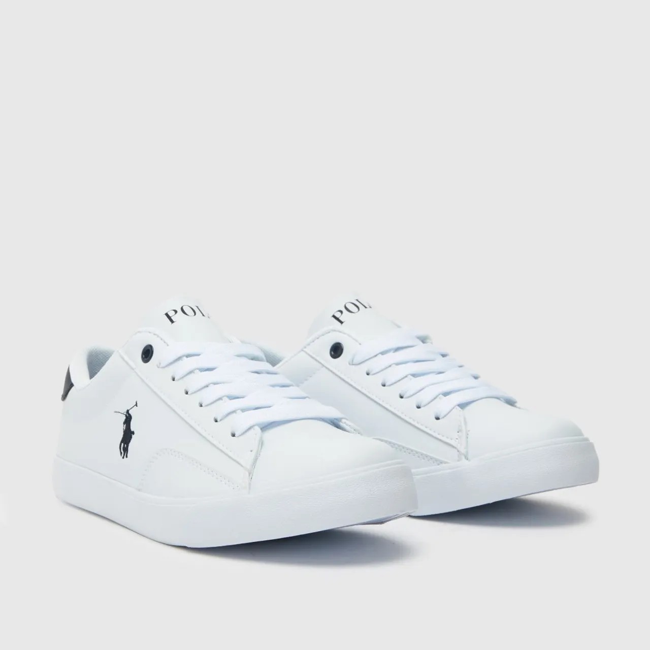 Polo Ralph Lauren White & Navy Theron V Boys Youth Trainers
