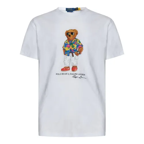Polo Ralph Lauren , White Polo Bear Graphic T-shirts and Polos ,White male, Sizes: