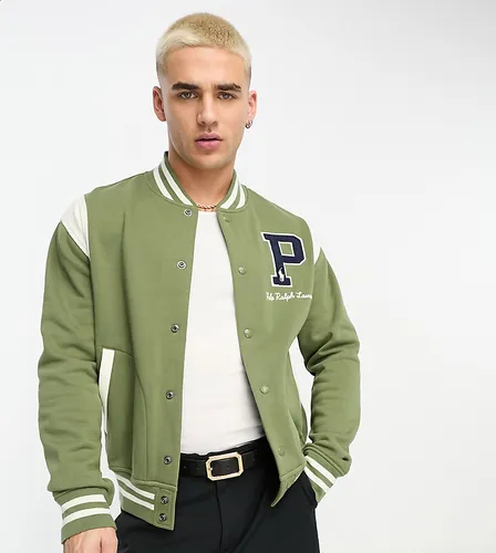 Polo Ralph Lauren x ASOS exclusive collab varsity bomber jacket sweat in olive green with logo