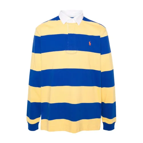 Polo Ralph Lauren , Yellow Twill Rugby Collar T-shirts and Polos ,Multicolor male, Sizes: