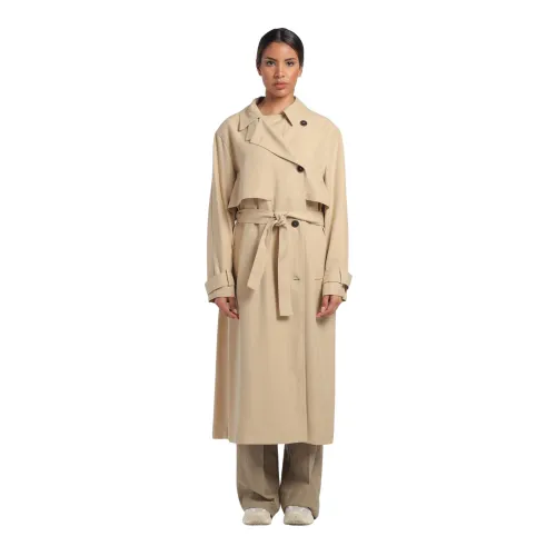 Pomandère , Trench Coats ,Beige female, Sizes: