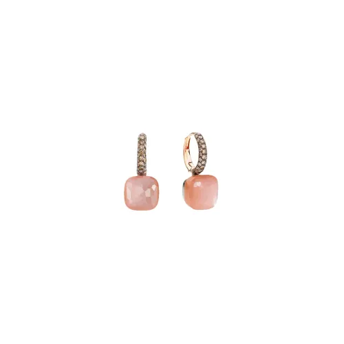 Pomellato , Bare Gold and White Gold Earrings with Orange Adularia and Brown Diamonds ,Pink female, Sizes: ONE SIZE