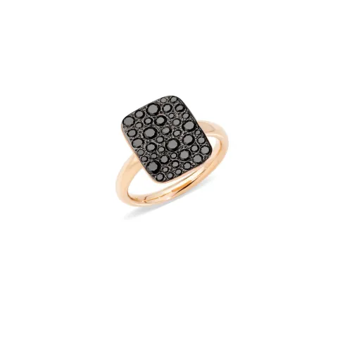 Pomellato , Black Diamond Rectangular Sand Ring ,Black female, Sizes: 53 MM, 52 MM