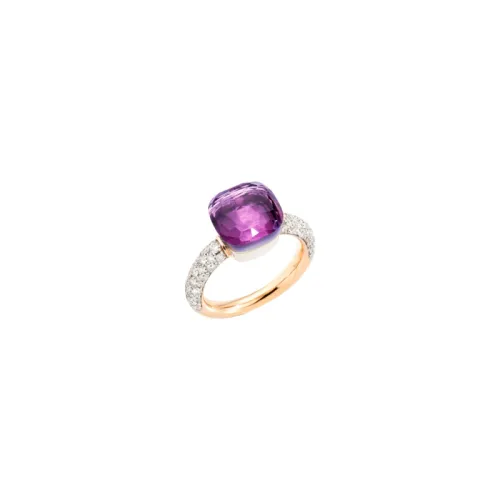 Pomellato , Classic Nude Ring with Amethyst and Diamond ,Yellow female, Sizes: 55 MM