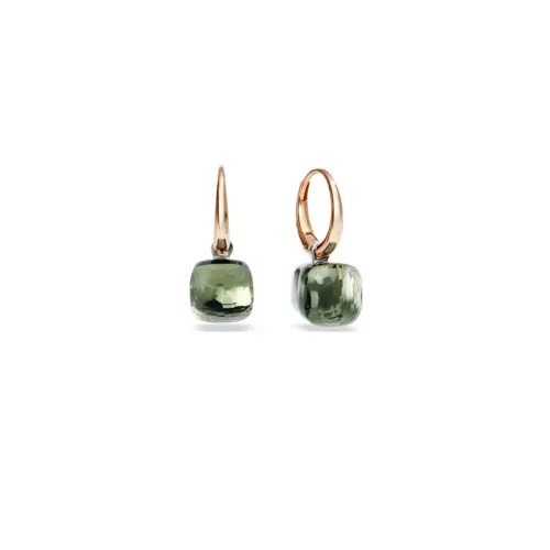 Pomellato , Elevate Your Style with Stunning Nudo Petit Earrings ,Green female, Sizes: ONE SIZE