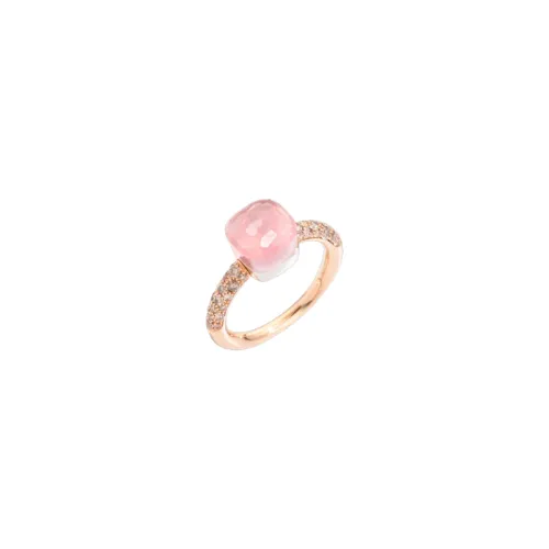 Pomellato , Petit Nudo Ring - Rose Gold, Brown Diamond, Rose Quartz, White Gold ,Pink female, Sizes: 51 MM