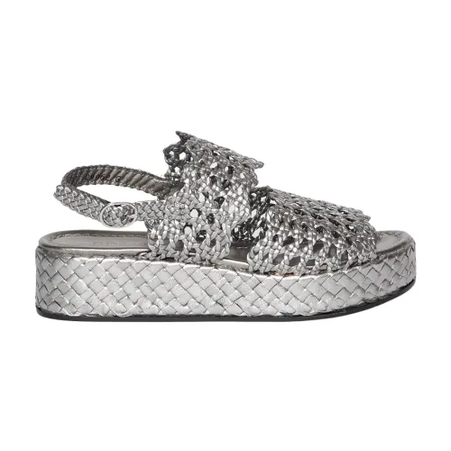 Pons Quintana , Silver Woven Leather Sandal
