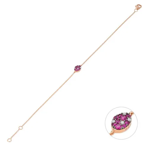 Ponte Vecchio 18ct Rose Gold Ruby Diamond Chain Bracelet