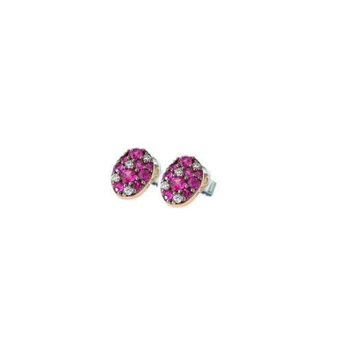 Ponte Vecchio 18ct Rose Gold Ruby Diamond Stud Earrings