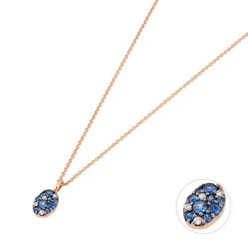 Ponte Vecchio 18ct Rose Gold Sapphire Diamond Pave Oval Necklace