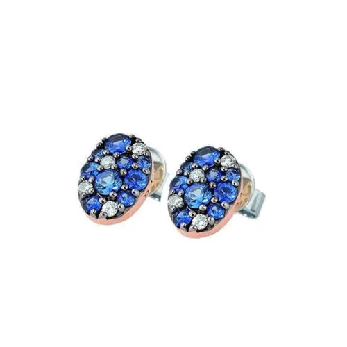 Ponte Vecchio 18ct Rose Gold Sapphire Diamond Stud Earrings