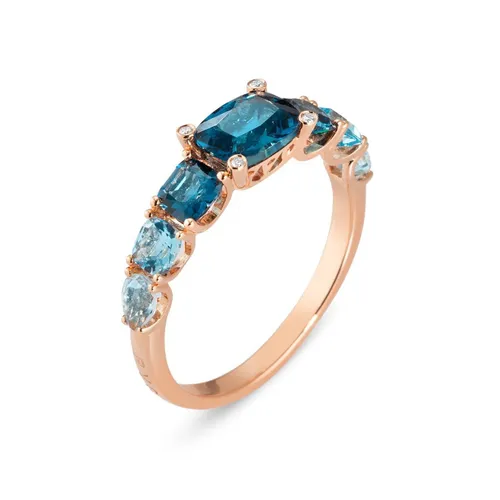 Ponte Vecchio Iris 18ct Rose Gold 2.50ct Blue Topaz Diamond Ring
