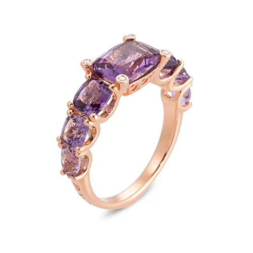 Ponte Vecchio Iris 18ct Rose Gold 3.50ct Amethyst Diamond Ring