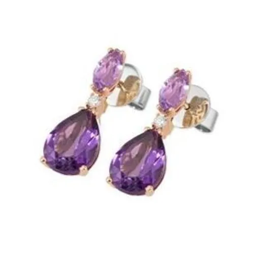 Ponte Vecchio Iris 18ct Rose Gold 5.20ct Amethyst Diamond Drop Earrings