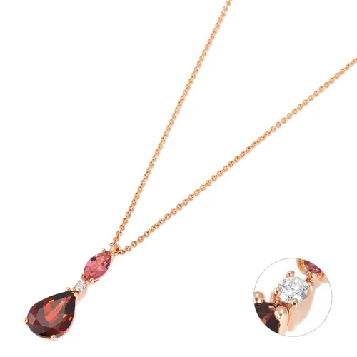 Ponte Vecchio Iris 18ct Rose Gold Tourmaline Garnet Diamond Necklace