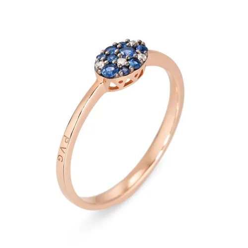 Ponte Vecchio Pitti 18ct Rose Gold 0.15ct Sapphire Diamond Oval Ring